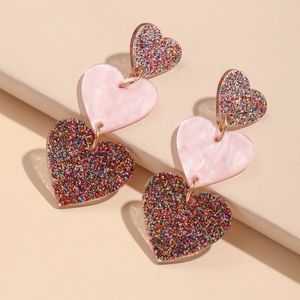 Multi Color Heart Dangle Earrings